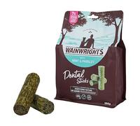 New Wainwright's Large Breed Dog Dental Sticks With Mint & Parsley source of plant based protein and the honeycomb texture can help your dog's teeth and gums 7 Pack