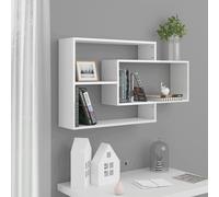 vidaXL Wall Shelf High Gloss White Engineered Wood Floating Display Cabinet