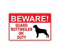 New Warning Plaque Wall Decor Beware! Guard Rottweiler Dog On Duty Owner Warning - Metal Tin Signs Yard Sign Office Sign Outdoor & Indoor Safety Sign 8 X 12 Inch