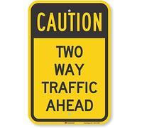 New Warning Plaque Wall Decor Caution - Two Way Traffic Ahead by | High Intensity Grade Metal Tin Signs Yard Sign Office Sign Outdoor & Indoor Safety Sign 8 X 12 Inch