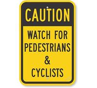 New Warning Plaque Wall Decor Caution, Watch Pedestrians & Cyclists by | Engineer Grade Metal Tin Signs Yard Office Outdoor & Indoor Safety Sign 8"x12"
