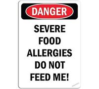 New Warning Plaque Wall Decor Danger Severe Food Allergies Do Not Feed Me!Warning Metal Yard Office Outdoor & Indoor Safety Signs Gift For Women Men 12x16 inch