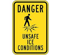 New Warning Plaque Wall Decor: Danger Unsafe Ice Conditions Caution Notice Fade Resistant Vintage Tin Signs Metal Wall Arts For Yard, Office, Outdoor & Indoor Safety 8x12 inch