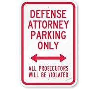 New warning plaque wall decor defense attorney parking only - all prosecutors violated by | engineer grade metal tin signs yard sign office sign outdoor & indoor safety sign 8×12 INCH