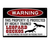 New warning plaque wall decor leopard geckos,funnys,leopard gecko gift,gecko accessories,lizard warning,pet giftes metal tin yard office sign outdoor & indoor safety sign 8×12 INCH