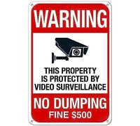 New Warning Plaque Wall Decor No Dumping Fine $500 Sign, This Property Is Protected By Video Surveillance Sign Courtyard Decoration Office Outdoor & Indoor Safety 6"x8"