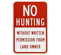 New Warning Plaque Wall Decor No Hunting Without Permission from Land Owner Street Caution Metal Tin Signs Yard Sign Workplace 8"x12"