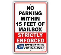 New warning plaque wall decor no parking within 15 feet of mailbox strictly enforced of your local police department metal tin yard office sign outdoor&indoor safety sign 8×12 INCH