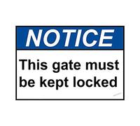 New Warning Plaque Wall Decor Notice This Gate Must Be Kept Locked Warning Caution Notice Fade Resistant Metal Tin Signs Yard Sign Office Sign Outdoor & Indoor Safety Sign 8 X 12 Inch