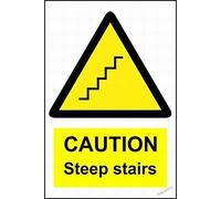 New warning plaque wall decor outdoor warning caution steep stairs industrial road safety w090 metal tin signs yard sign office sign outdoor & indoor safety sign 8×12 INCH