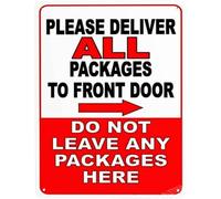 New Warning Plaque Wall Decor Please Deliver All Packages to Front Door Do Not Leave Here Right Arrow, 8"x12"