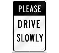 New Warning Plaque Wall Decor Please Drive Slowly Safety Road Street Metal Tin Signs Yard Sign Office Sign Outdoor & Indoor Safety Sign 8x12 Inch