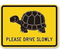 New Warning Plaque Wall Decor Please Drive Slowly Sign with Turtle, Engineer Grade Reflective Courtyard Decoration Office Outdoor & Indoor Safety 8"x12"