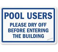New warning plaque wall decor poolrs, please dry off before entering the building metal tin signs yard sign office sign outdoor & indoor safety sign 8×12 INCH