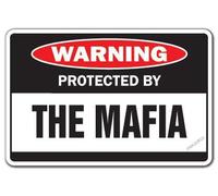 New warning plaque wall decor protected by the mafia street caution metal tin signs yard sign office sign outdoor & indoor safety sign 8×12 INCH