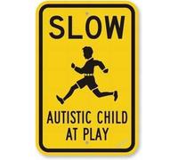 New Warning Plaque Wall Decor Slow Autistic Child at Play Safety Road Street Metal Tin Signs Yard Sign Office Sign Outdoor & Indoor Safety Sign 8 X 12 Inch