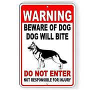 New Warning Plaque Wall Decor Warning Beware Of Dog Will Bite Do Not Enter German Shepherd Metal Signs Yard Sign Office Sign Outdoor & Indoor Safety Signs Gift For Women Men 8x12 Inch