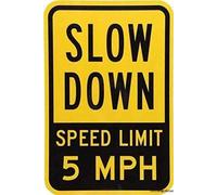 New Warning Signs Metal Tin Sign - Road Two - Sided, Legend Slow Down - Speed Limit 5 Mph Outdoor Industrial Aluminum Prompt 8"x12"