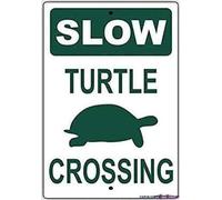 New Warning Signs Metal Tin Sign -slow Turtle Crossing With Graphic No Speeding Hilarious Epic Aluminum S Decorative Plaque Yard For Home Outdoor Industrial Prompt 8"x12"