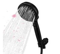 New Waterfall Shower Head with Handheld, Without Hose, High Pressure 7 Spray Mode Showerhead, Built-in Pause Mode & Non-Clogging Nozzles High Flow, Hand Shower 1.80 GPM, Black