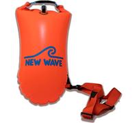 New Wave Swim Buoy - Swimming Tow Float and Drybag for Open Water Swimmers and Triathletes - Light and Visible Float for Safe Training and Racing (Nylon-TPU 15L Orange)