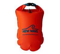 New Wave Swim Buoy - Swimming Tow Float and Drybag for Open Water Swimmers and Triathletes - Light and Visible Float for Safe Training and Racing (Orange 20L TPU)