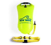 New Wave Swim Buoy - Swimming Tow Float and Drybag for Open Water Swimmers and Triathletes - Light and Visible Float for Safe Training and Racing (PVC 15L Green)