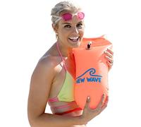 New Wave Swim Buoy - Swimming Tow Float and Drybag for Open Water Swimmers and Triathletes - Light and Visible Float for Safe Training and Racing (PVC 15L Orange)