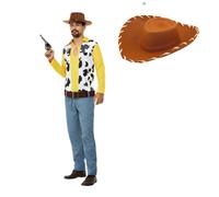 NEW Western Cowboy Costume Woody - Men's Toy Story Fancy Dress Costume Free Hat