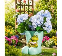 New Whimsical Frog in Wellington Boot Planter - 24cm Decorative Garden Ornament, Ideal for Adding a Playful Touch to Patios, Shelves & Outdoor Spaces-G48