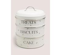 New White Bee Daisy 3 Tier Stackable Cake Tins Storage Canisters with Snug Lids,Perfect for storing cakes, biscuits, Treats keeping Your Goodies Fresh & Organized Gift For Bakers & Home Kitchens -M01
