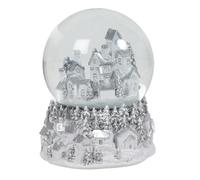 New White Classic Xmas Ornament Snowy Village Scene Musical Snowglobe With a Sweet Winter Cottage Surrounded By Snowy Trees Perfect For Your Shelf or Mantle X-Mas Home Decor Gift -N23