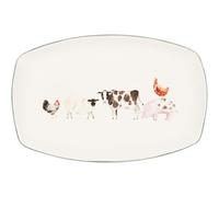 New White Daisy Farm Platter with a Cute Farm Animal Design Microwave and Dishwasher-Safe Platter Adds a Touch of Rustic Charm to Your Dining Table -N2
