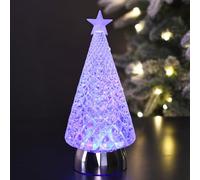New White Magical Glitter Spinning Crystal Tree Ornament - LED Light-Up Rotating Decoration with Sparkling Glitter Flow, Perfect Christmas Centerpiece for Home Holiday Décor-N32