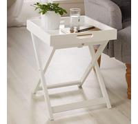 New White Stunning Wooden Folding Butler Tray Tables Portable Breakfast Dinner Serving Tray Side End Table for Living Room Hallway Bedroom Garden Terrace Balcony Decor