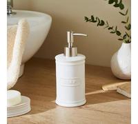 New White Vintage Ceramic Soap Lotion Dispenser With Smooth Stylish Silver Pump Durable Reactive Glaze Design Functional & Decorative for Any Bathroom Counters or Kitchen Sinks Decor -M01