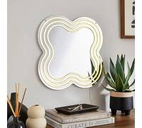 New Wiggly Neon LED Mirror - Curvy Fun Shape with Triple Neon Frame, USB Powered, 40cm Modern for Bedroom, Dressing Table, Studio M-35 (Wiggly Neon LED Mirror)