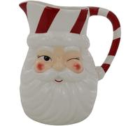 New Winking Santa Jug Red and White Ceramic Christmas Pitcher - Festive Holiday Jug with Handle, Playful Santa Face Design, Ideal for Serving Juices, Mocktails N-62 (Winking Santa Jug)