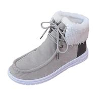 New Winter Cotton Padded Thickened Warm Single Shoes Cotton Boots Ankle Winter Booties Plus Size Grey