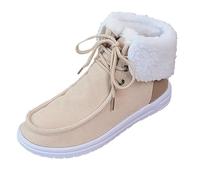 New Winter Cotton Padded Thickened Warm Single Shoes Cotton Boots Ankle Winter Booties Plus Size White