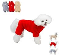 New Winter Dogs Jumpsuit Coat with Back Zipper, Dog Full Body Winter Coat, Fleece Dog Jumpsuit, Warm WintersThick Clothes, for Small Medium Dogs Cats(Size:Small,Color:Red)