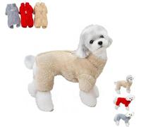 New Winter Dogs Jumpsuit Coat with Back Zipper, Dog Full Body Winter Coat, Fleece Dog Jumpsuit, Warm WintersThick Clothes, for Small Medium Dogs Cats(Size:Small,Color:Khaki)