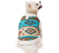 New Winter Fair Isle Sherpa Pet Vest - Ethnic Pattern Thick Warm Apparel for Dogs & Cats,Cute Winter Wear Cute, fashionable, cold-proof and easy to clean(Size:Large,Color:blue)