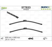 VALEO Silencio Wiper - VF833 - Kit of High Performance, Superior Road Visibility, Easy Installation Original Flat Blades 600mm/600mm - Front - Set of 2 Wiper Blades - 577833