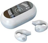 New Wireless Ear Clip Bone Conduction Bluetooth Headphones 5.3,Mini Sports Running Earclip Bone Conduction Headphones,Open Ear Headphones Long-Wear Pain-Free Earphones (White)