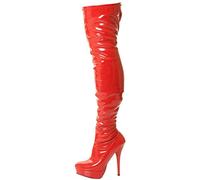 New Womans Black Red Pink Ladies Mens Fetish Stretch Patent Over The Knee Thigh High Heel Platform Stiletto Boots