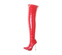 New Womans Ladies Mens Fetish Stretch Patent Crotch Over The Knee Thigh High Heel Steel Stiletto Boots