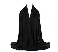 New Women Big Large Plain Jersey Hijab Scarf Shawl Wrap Stretchy Lycra (Big Jersey Black)