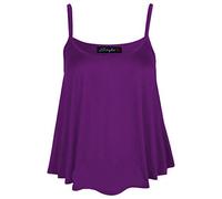 NEW WOMEN PLAIN CAMI VEST STRING SWING CROP TOP NEON LADIES SWING STRING CROP TOP PLUS SIZES UK SIZE 8-26 (L/XL 16-18, PURPLE CAMI CROP TOP)