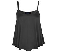 NEW WOMEN PLAIN CAMI VEST STRING SWING CROP TOP NEON LADIES SWING STRING CROP TOP PLUS SIZES UK SIZE 8-26 (XL/XXL 20-22, BLACK CAMI CROP TOP)